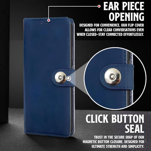 WOW IMAGINE Shock Proof Flip Cover Back Case for Oppo Reno 12 5G (Magnetic Button Flip Case | Wallet Pockets &amp; Stand | Leather Finish | Oxford Blue) (FROM INDIA FAAZ) - View 7 of 7