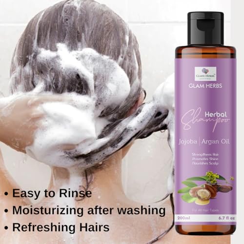 GLAM HERBS Argan Oil Shampoo with Jojoba Oil | Controls Hair Fall &amp; Promotes Hair Growth | Anti Dandruff shampoo &amp; Dry Scalp, Mild Daily, Frizz Free, Shiny and for Damage Hair (200 ml) (Pack of 2)(FROM INDIA)JEZ - View 7 of 7