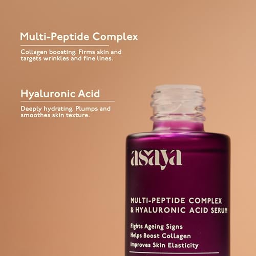 Asaya Multi Peptide Serum for Face with Hyaluronic Acid | Smoothes Wrinkles, Firms Skin | Collagen boosting serum with 5% Tripeptide Complex | Hydrating Overnight Repair Serum for Women &amp; Men | 30 ml (FROM INDIA)SAB - View 3 of 6