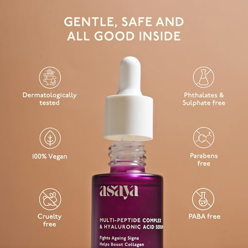 Asaya Multi Peptide Serum for Face with Hyaluronic Acid | Smoothes Wrinkles, Firms Skin | Collagen boosting serum with 5% Tripeptide Complex | Hydrating Overnight Repair Serum for Women &amp; Men | 30 ml (FROM INDIA)SAB - View 6 of 6