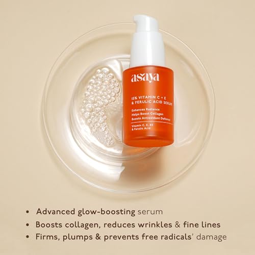 Asaya Brightening Vitamin C 15% Face Serum with Vitamin E &amp; Ferulic Acid | Collagen Boosting, Whitening Serum for Dark Spots &amp; Dull Skin | 99.9% Pure &amp; Highly Stable 3-O-Ethyl Ascorbic Acid | 30 ml (FROM INDIA)SAB - View 4 of 6