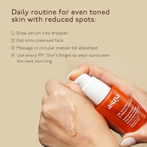 Asaya Brightening Vitamin C 15% Face Serum with Vitamin E &amp; Ferulic Acid | Collagen Boosting, Whitening Serum for Dark Spots &amp; Dull Skin | 99.9% Pure &amp; Highly Stable 3-O-Ethyl Ascorbic Acid | 30 ml (FROM INDIA)SAB - View 6 of 6