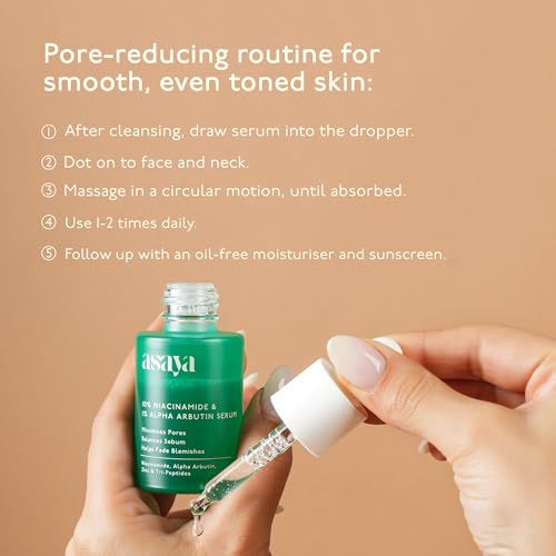 Asaya 10% Niacinamide &amp; Alpha Arbutin Serum | Reduces Acne, Spots, Excess Oil | Acne Marks, Blemishes, Pore Minimizing Face Serum with Zinc PCA | For Oily, Acne Prone Skin | Skin Clarifying | 30 ml (FROM INDIA)SAB - View 5 of 6