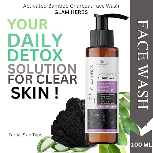 GLAM HERBS 7in1 Activated Bamboo Charcoal Face Wash | Deep Exofilation | Dark Spots &amp; Marks Removal | Remove Excess Oil | Anti-Pollution, Deep Pore Cleaning For Men &amp; Women 100ml(FROM INDIA)JEZ - View 2 of 6