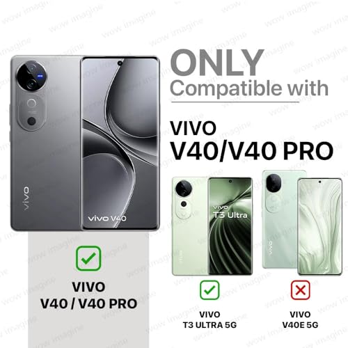 WOW IMAGINE Shock Proof Flip Cover Back Case for Vivo V40 | V40 Pro 5G | T3 Ultra 5G (Magnetic Button Flip Case | Wallet Pockets &amp; Stand | Leather Finish | Haze Black) (FROM INDIA FAAZ) - View 2 of 7