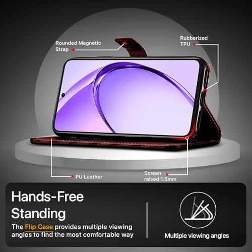 WOW IMAGINE Shock Proof Flip Cover Back Case Cover for Oppo A3x 5G | A3x 4G | A3 5G (Flexible | Leather Finish | Card Pockets Wallet &amp; Stand | Chestnut Brown) (FROM INDIA FAAZ) - View 6 of 6