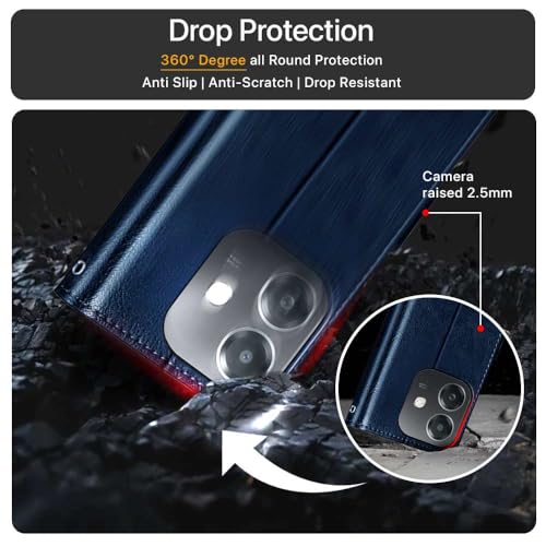 WOW IMAGINE Shock Proof Flip Cover Back Case Cover for Oppo A3x 5G | A3x 4G | A3 5G (Flexible | Leather Finish | Card Pockets Wallet &amp; Stand | Blue) (FROM INDIA FAAZ) - View 5 of 6
