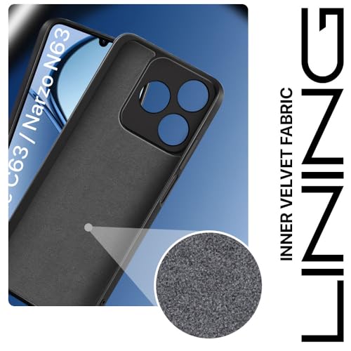 WOW IMAGINE Back Cover for Realme Narzo N63 | Realme C63 4G | Ultra Slim Soft Rubberised Case | Inner Velvet Fabric Lining | Matte Silicone Flexible Mobile Case | Camera Protection - Black(FROM INDIA FAAZ) - View 3 of 7