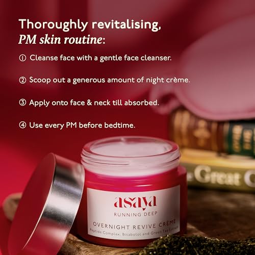 Asaya Night Peptide Moisturizer for Women &amp; Men | Peptide Complex, Bisabolol &amp; Green Tea Extract | Firms &amp; Repairs Barrier | Night Repair Cream for Women | Korean Night Cream | All Skin Types | 50 g (FROM INDIA)SAB - View 5 of 6