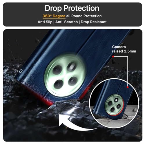 WOW IMAGINE Shock Proof Flip Cover Back Case Cover for Oppo F27 5G (Flexible | Leather Finish | Card Pockets Wallet &amp; Stand | Blue) (FROM INDIA FAAZ) - View 5 of 6
