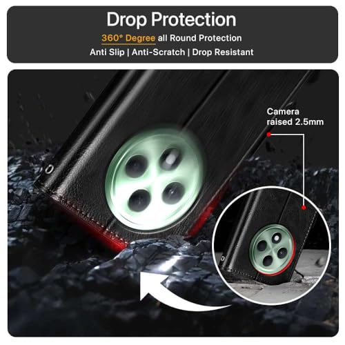 WOW IMAGINE Shock Proof Flip Cover Back Case Cover for Oppo F27 5G (Flexible | Leather Finish | Card Pockets Wallet &amp; Stand | Black) (FROM INDIA FAAZ) ( - View 5 of 6
