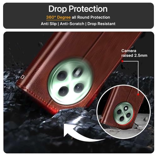 WOW IMAGINE Shock Proof Flip Cover Back Case Cover for Oppo F27 5G (Flexible | Leather Finish | Card Pockets Wallet &amp; Stand | Chestnut Brown) (FROM INDIA FAAZ) - View 5 of 6
