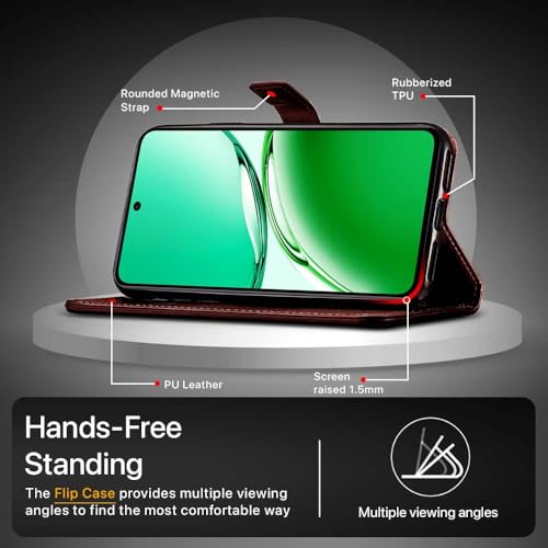 WOW IMAGINE Shock Proof Flip Cover Back Case Cover for Oppo F27 5G (Flexible | Leather Finish | Card Pockets Wallet &amp; Stand | Chestnut Brown) (FROM INDIA FAAZ) - View 6 of 6
