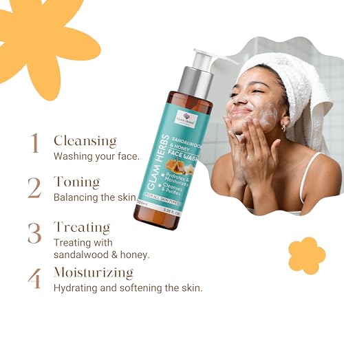 GLAM HERBS Combo Hydrating Facewash Papaya 100ml &amp; Sandalwood Honey 100ml | Tan removal Face Wash, Gentle Exfoliation | Visibly Glowing Skin | Reducing Dark Spots &amp; Blemishes (200 ml)(FROM INDIA)JEZ - View 6 of 7