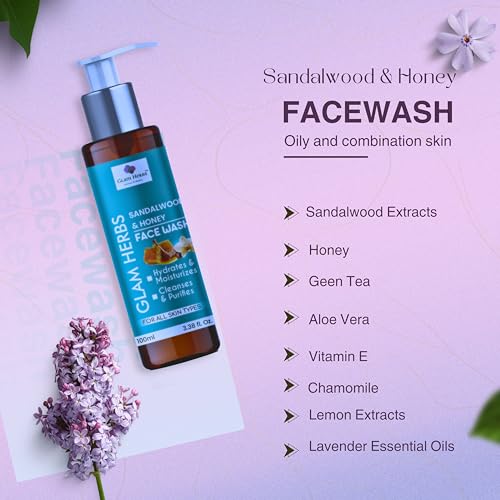 GLAM HERBS Combo Hydrating Facewash Papaya 100ml &amp; Sandalwood Honey 100ml | Tan removal Face Wash, Gentle Exfoliation | Visibly Glowing Skin | Reducing Dark Spots &amp; Blemishes (200 ml)(FROM INDIA)JEZ - View 7 of 7