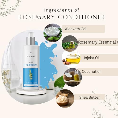 GLAM HERBS Rosemary Anti-Hairfall Conditioner 250ml for Reducing Hair Loss &amp; Breakage | Hair Growth Hydration &amp; Nourishment | Vitamin E, Jojoba Oil, Lavender Essential Oil, Aloe Vera gel Men &amp; Women 250ml (Pack of 2)(FROM INDIA)JEZ - View 2 of 6