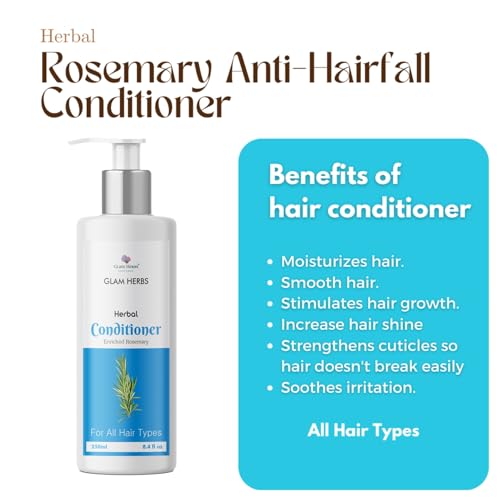 GLAM HERBS Rosemary Anti-Hairfall Conditioner 250ml for Reducing Hair Loss &amp; Breakage | Hair Growth Hydration &amp; Nourishment | Vitamin E, Jojoba Oil, Lavender Essential Oil, Aloe Vera gel Men &amp; Women 250ml (Pack of 2)(FROM INDIA)JEZ - View 4 of 6