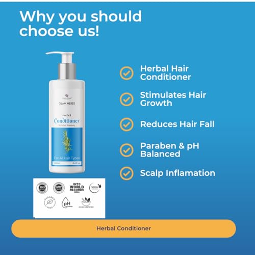 GLAM HERBS Rosemary Anti-Hairfall Conditioner 250ml for Reducing Hair Loss &amp; Breakage | Hair Growth Hydration &amp; Nourishment | Vitamin E, Jojoba Oil, Lavender Essential Oil, Aloe Vera gel Men &amp; Women 250ml (Pack of 2)(FROM INDIA)JEZ - View 6 of 6