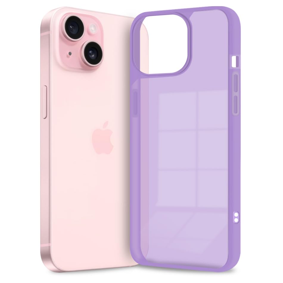 Fashionury Colored Transparent Back Case Cover for iPhone 15 | Camera Protection Bump | Shockproof Design | Colored TP | Bumper Case Cover for iPhone 15 (Light Purple) (FROM INDIA FAAZ) - Related product