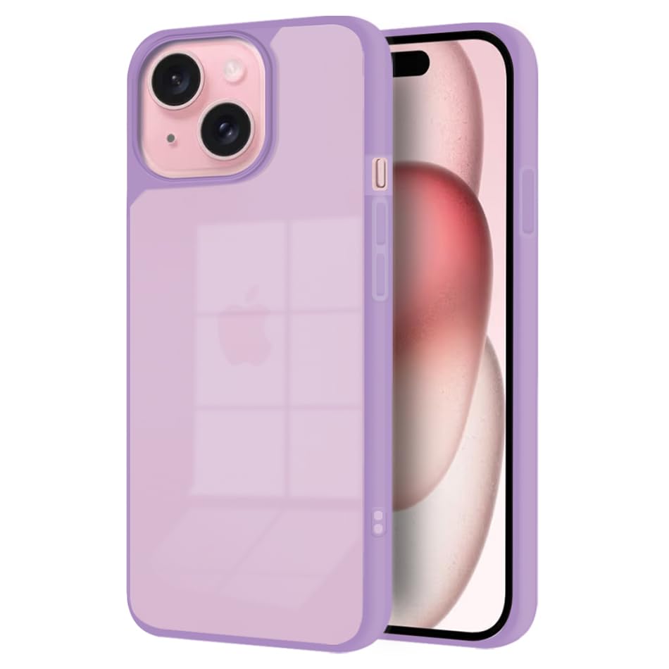 Fashionury Colored Transparent Back Case Cover for iPhone 15 | Camera Protection Bump | Shockproof Design | Colored TP | Bumper Case Cover for iPhone 15 (Light Purple) (FROM INDIA FAAZ) - View 3 of 6