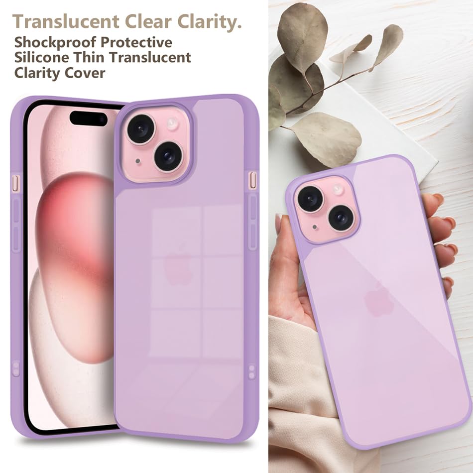 Fashionury Colored Transparent Back Case Cover for iPhone 15 | Camera Protection Bump | Shockproof Design | Colored TP | Bumper Case Cover for iPhone 15 (Light Purple) (FROM INDIA FAAZ) - View 4 of 6