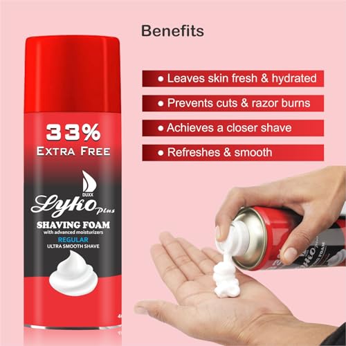 Zavers DUXX LYKO Plus Shaving Foam Regular – Advanced Moisturizer for Ultra-Smooth Shave, Long-Lasting Hydration, and Exceptional Skin Comfort, 400 ml(FROM INDIA)JEZ - View 2 of 3