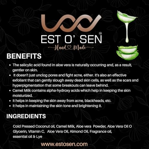 Estosen Handmade Sandalwood Tea tree Premium soap - 100% organic - Tea tree oil - Sandalwood Powder - Veg Glycerin - Cold Pressed Coconut oil -100% Paraben - Free -Sulphate Free - No Synthetic Colours(FROM INDIA)JEZ - View 4 of 5