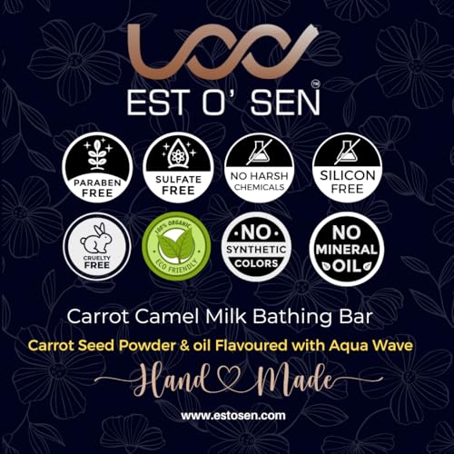 Estosen Pure Camel Milk Carrot Hand Made Soap, 100% Organic, Carrot Seed Oil &amp; Carrot Powder, Camel milk, Cold-pressed coconut oil, Glycerin, Vitamin C, , aloe vera oil, almond oil, 100%Paraben Free, Sulphate Free, No Synthetic Colours(FROM INDiA) - View 6 of 7