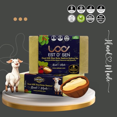 Estosen Pure Goat Milk Shea Butter Beetroot Handmade Premium Soap, 100% Organic,Fresh Goat Milk Shea Butter Beetroot Powder &amp; oil, Cold Pressed Coconut oil, Glycerin, Vitamin C, Aloe vera oil, Almond Oil, Fragrance oil, essential oil &amp; Lye,(FROM INDIA)JEZ - View 5 of 7
