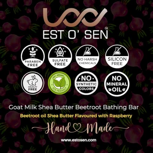 Estosen Pure Goat Milk Shea Butter Beetroot Handmade Premium Soap, 100% Organic,Fresh Goat Milk Shea Butter Beetroot Powder &amp; oil, Cold Pressed Coconut oil, Glycerin, Vitamin C, Aloe vera oil, Almond Oil, Fragrance oil, essential oil &amp; Lye,(FROM INDIA)JEZ - View 6 of 7