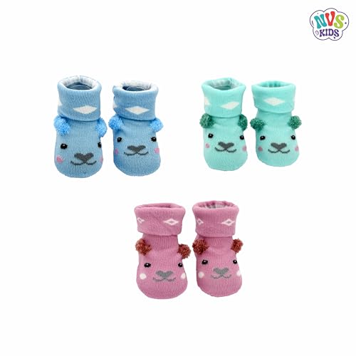 NVS KIDS Baby Socks Anti-Skid Cotton Ankle length Skin Friendly Baby Socks for Babies to Toddlers Boys And Girls, 0-12 Months, Multicolour (FROM INDIA) NUSS - View 3 of 3