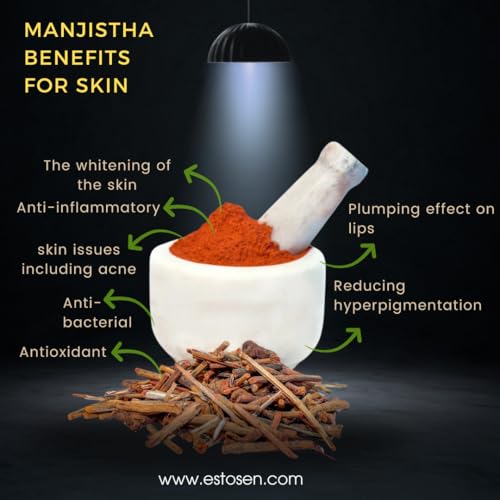 Estosen Glycerin Manjistha Premium Handmade Soap- 100% organic - Manjistha powder &amp; Oil, Veg Glycerin, Cold Pressed Coconut oil -100% Paraben Free -Sulphate Free -No Synthetic Colours 85GM (FROM INDIA)JEZ - View 3 of 7