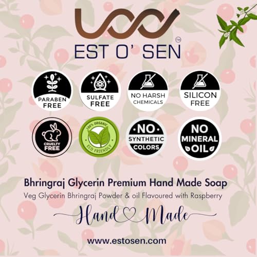 Estosen Bhringraj Veg Glycerin Premium Handmade Hair Care Soap- 100% organic - Ashwagandha powder &amp; Oil, Veg Glycerin, Cold Pressed Coconut oil -100% Paraben Free -Sulphate Free -No Synthetic Colours 85GM (FROM INDIA)JEZ - View 6 of 7