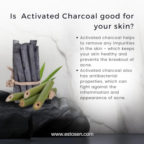 Estosen Handmade Activated Charcoal Glycerin Premium soap- 100% organic - Activated Charcoal- Veg Glycerin, Cold Pressed Coconut oil -100% Paraben Free -Sulphate Free -No Synthetic Colours(FROM INDIA)JEZ - View 6 of 7