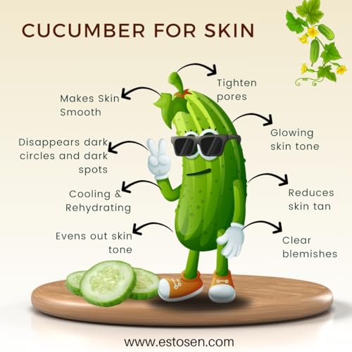 Estosen Cucumber Glycerin Handmade Premium Soap- 100% organic - Organic Cucumber Powder &amp; oil - Veg Glycerin - Cold Pressed Coconut oil -100% Paraben - Free -Sulphate Free - No Synthetic Colours(FROM INDIA)JEZ - View 3 of 7