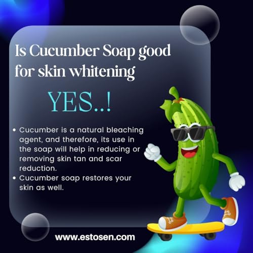 Estosen Cucumber Glycerin Handmade Premium Soap- 100% organic - Organic Cucumber Powder &amp; oil - Veg Glycerin - Cold Pressed Coconut oil -100% Paraben - Free -Sulphate Free - No Synthetic Colours(FROM INDIA)JEZ - View 5 of 7