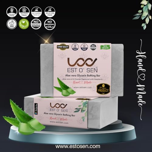 Estosen Aloe Vera Glycerin Hand Made Premium Soap - 100% organic - Organic Cucumber Powder &amp; oil - Veg Glycerin - Cold Pressed Coconut oil -100% Paraben - Free -Sulphate Free - No Synthetic Colours - View 2 of 7