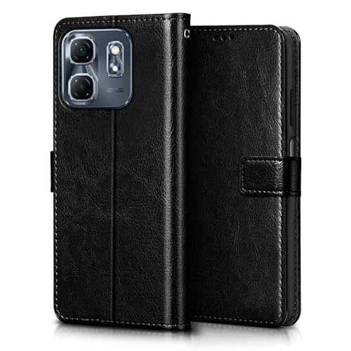 WOW IMAGINE Shock Proof Flip Cover Back Case Cover for Infinix Hot 50i 5G (Flexible | Leather Finish | Card Pockets Wallet & Stand | Black) (FROM INDIA FAAZ) - View 2 of 6