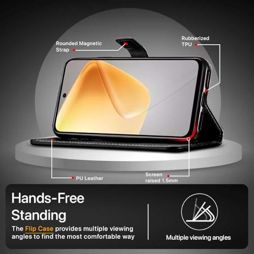 WOW IMAGINE Shock Proof Flip Cover Back Case Cover for Infinix Hot 50i 5G (Flexible | Leather Finish | Card Pockets Wallet & Stand | Black) (FROM INDIA FAAZ) - View 5 of 6