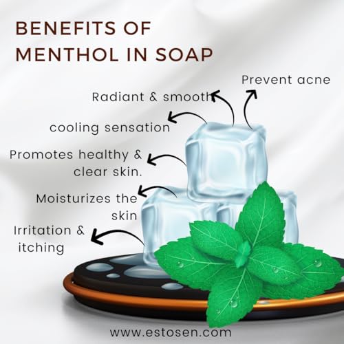 Estosen Handmade Activated Charcoal Menthol Premium soap - 100% organic - Activated Charcoal - Peppermint oil - Veg Glycerin - Cold Pressed Coconut oil -100%Paraben - Free -Sulphate Free - No Synthetic Colours 85GM (FROM INDIA)JEZ - View 4 of 7