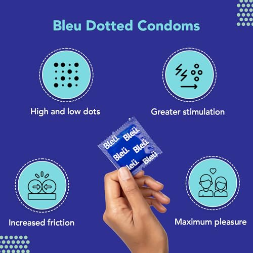 Bleu Vegan &amp; 100% Natural Latex Dotted Condoms for Men | with Extra Dots | Toxin Free - 8 Count (Pack of 2)(FROM INDIA)NUZ - View 3 of 6
