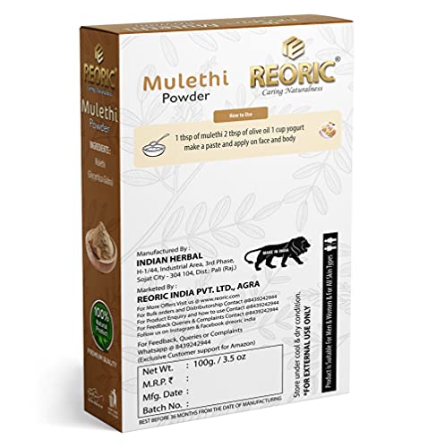 Reoric organic mulethi powder for face and kaolin clay powder|kaolin clay powder for face |mulethi powder for face |mulethi powder organic |licorice root powder(200g, Pack of 2) (FROM INDIA)SAB - View 3 of 7