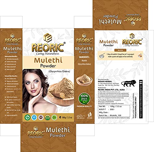 Reoric organic mulethi powder for face and kaolin clay powder|kaolin clay powder for face |mulethi powder for face |mulethi powder organic |licorice root powder(200g, Pack of 2) (FROM INDIA)SAB - View 4 of 7