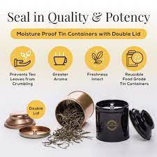 The Tea Heaven | Tea Gift - Masala Chai Whole Leaf Tea 150 Grams 50 Cups | Ginger Cardamom Cinnamon Cloves Star Anise Black Pepper | Double Lid Moisture Proof Container (150 Grams, Gold Moisture Proof Container) - View 2 of 5