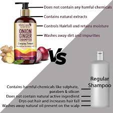 WishCare® Onion Ginger Shampoo - Onion Shampoo For Hair Fall Control - Energizing Formula - Free from Mineral Oils, Sulphates & Parabens - For All Hair Types - 300 Ml, multi - View 3 of 3