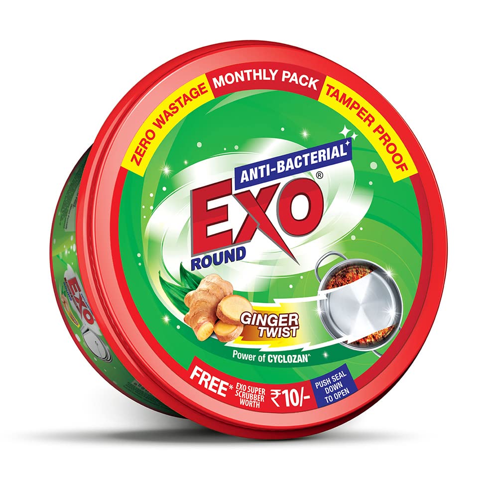 Exo Round Dishwash Bar 500g with Rs 10 Exo Super Scrubber Free | Complete dishwashing solution with Anti-bacterial efficacy & Goodness of Ginger | Remove tough grime stains with Ease. - Shop at Colombo Mall