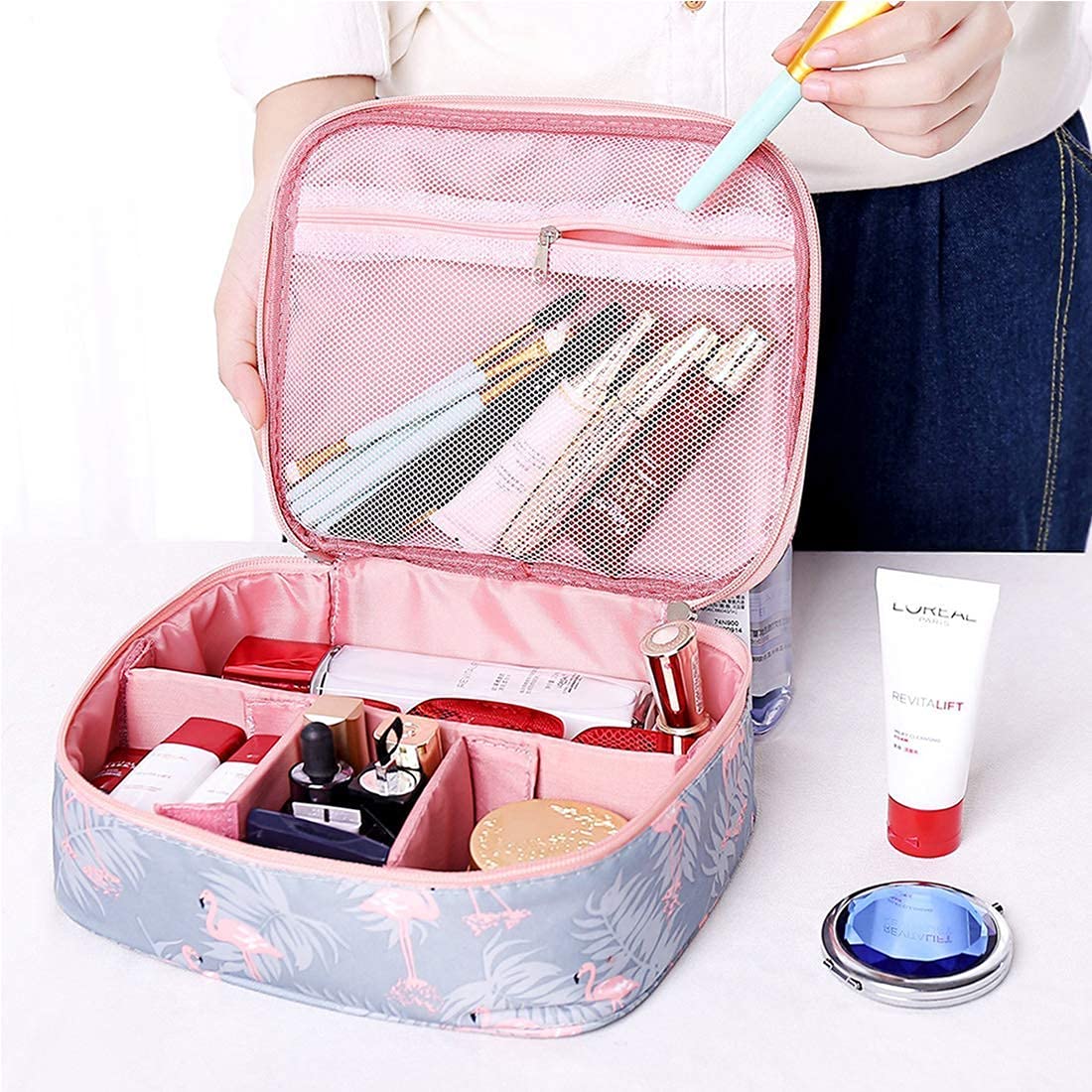 Winoso 1 Layer Makeup Toiletry Kit Organizer Polyester Zipper Travel Cosmetic Makeup Toiletry Bag - View 2 of 3