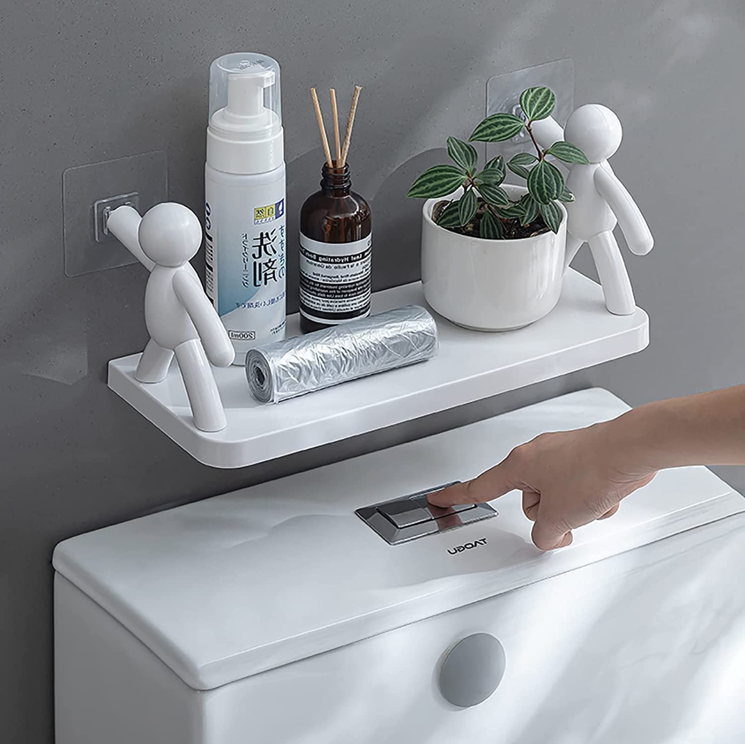 ADL PASSION Wall Mounted Plastic Bathroom Buddy Shelf with 2 Self Adhesive Stickers (White) (1) - Shop at Colombo Mall