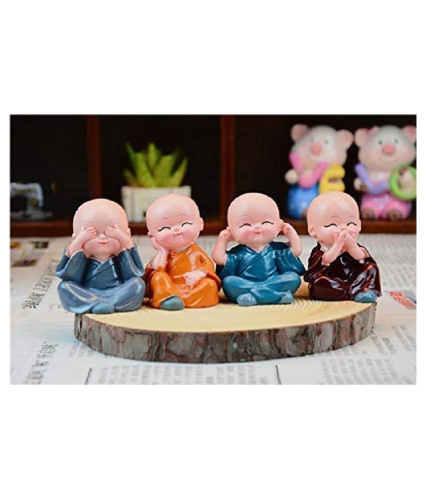 The Bright Storey ® Baby Monk Buddha Set of 4 Decorative Showpiece Figurines (Multicoloured) - View 2 of 2