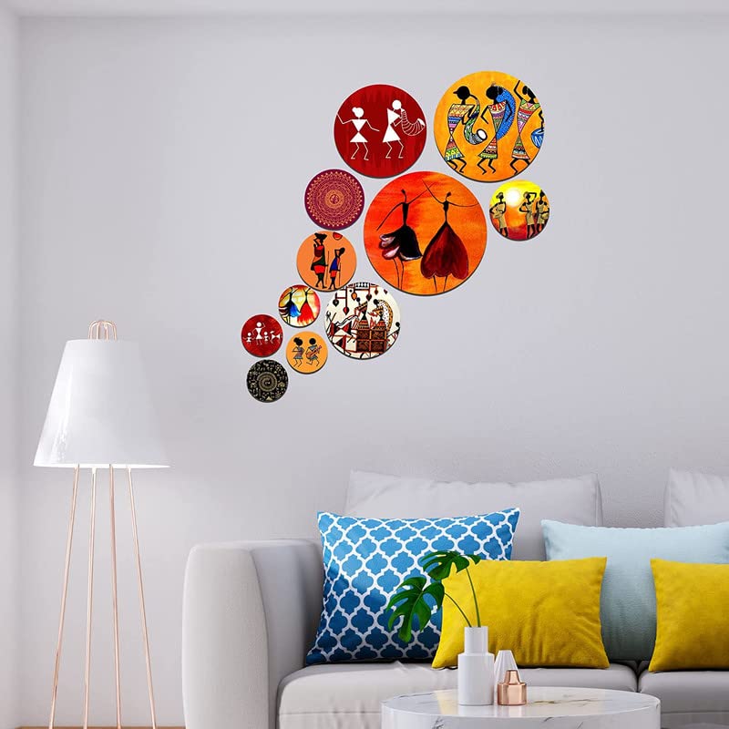 Shri Kanth Art Dancing Design Wooden Wall Hanging Decoration Item for Home|Office|Gift|Living Room|Bedroom|Wall Decoration |Pack of 11 (Multicolor) - Shop at Colombo Mall